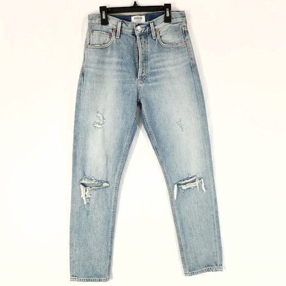 AGOLDE 90's Loose Fit Jeans Womens 25 Distressed High Rise Button Fly - Picture 1 of 13